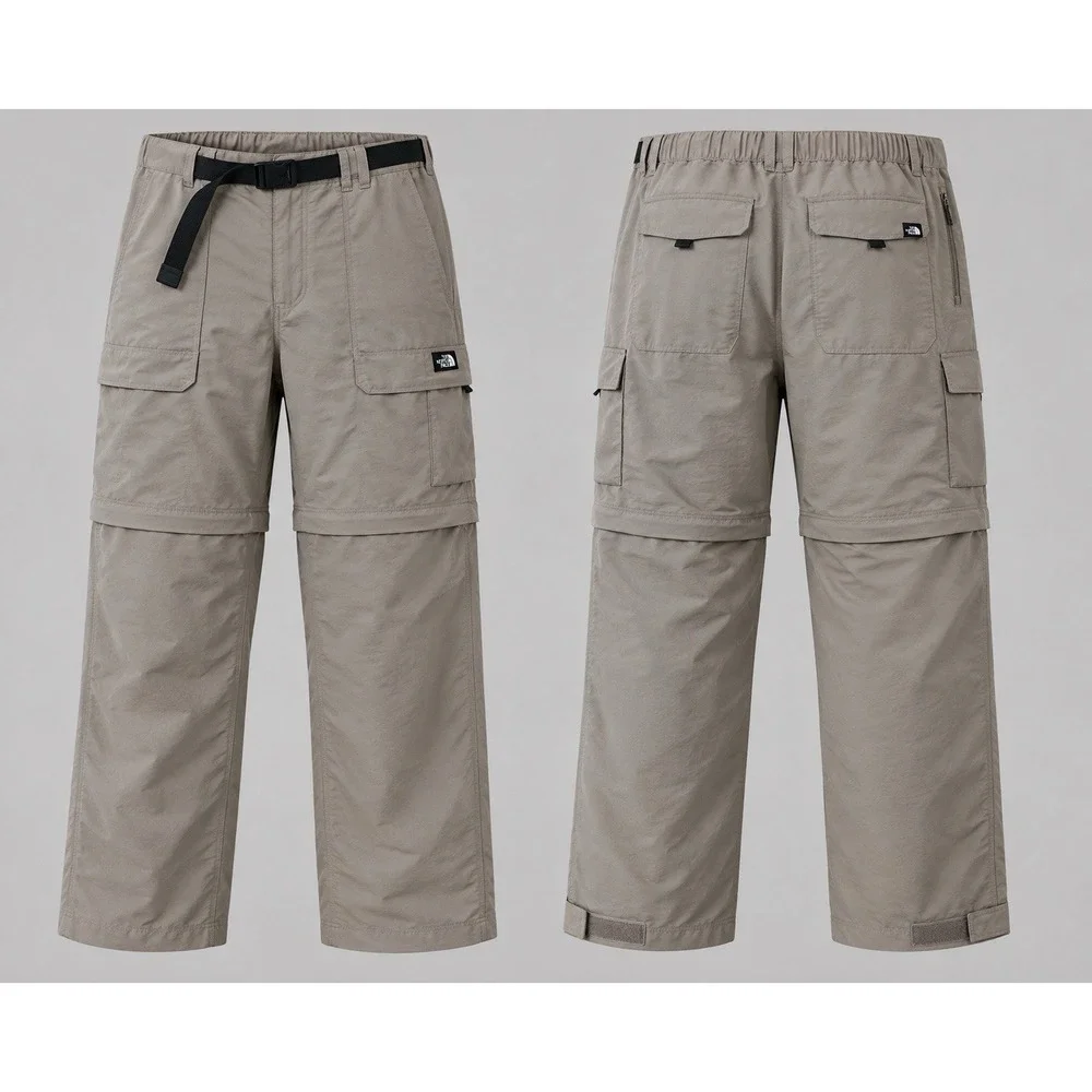 North Face CONVERTIBLE PANTS Mens  XXL  BELTED Hiking Cargo  TAN Nylon